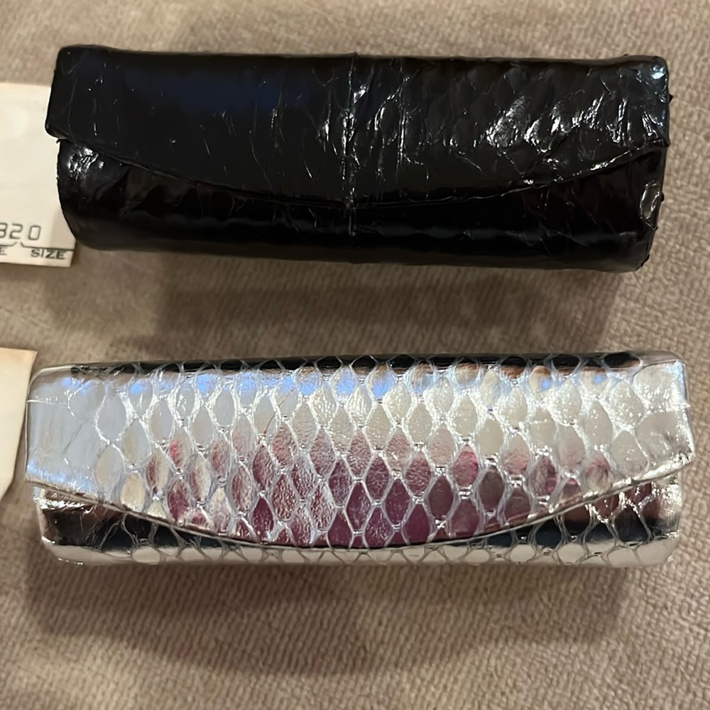 Jennifer Moore - 2 Lipstick Holders - Silver & Black 3.5” snakeskin mirror NEW!